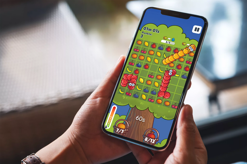 Colorful Start Spiel von Apevo auf dem Handy gesteuert durch die Beckenbodenmuskulatur